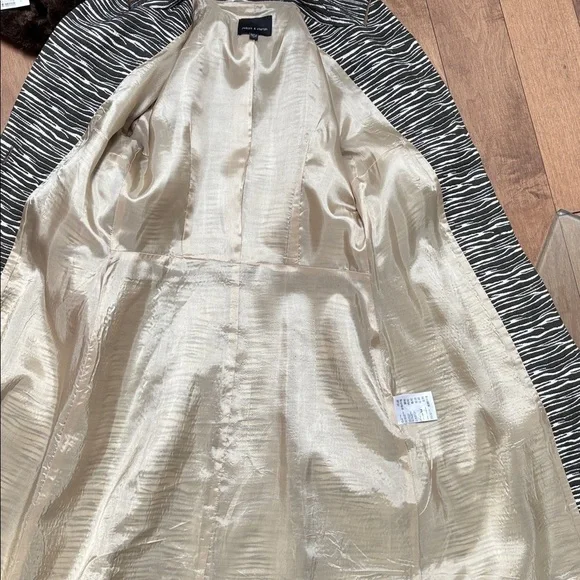 Judith and Charles long zebra striped coat jacket green white collar size 4 - Picture 12 of 15